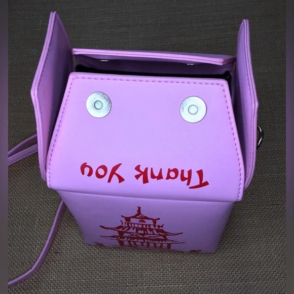Girl’s Chinese Takeout Box Pink Chain Crossbody Bag - B218 - Picture 8 of 10
